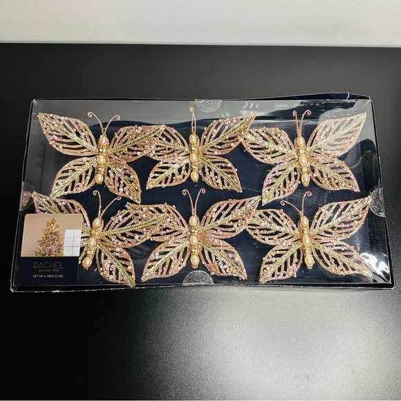 RACHEL Rachel Roy Gold- Colored Butterfly Tree Clip Ornaments NEW!4 - 4.5” - Picture 3 of 10